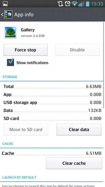 Xóa tập tin bộ nhớ cache và dữ liệu cho ứng dụng Gallery