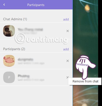 Remove thành viên trong nhóm chat Viber